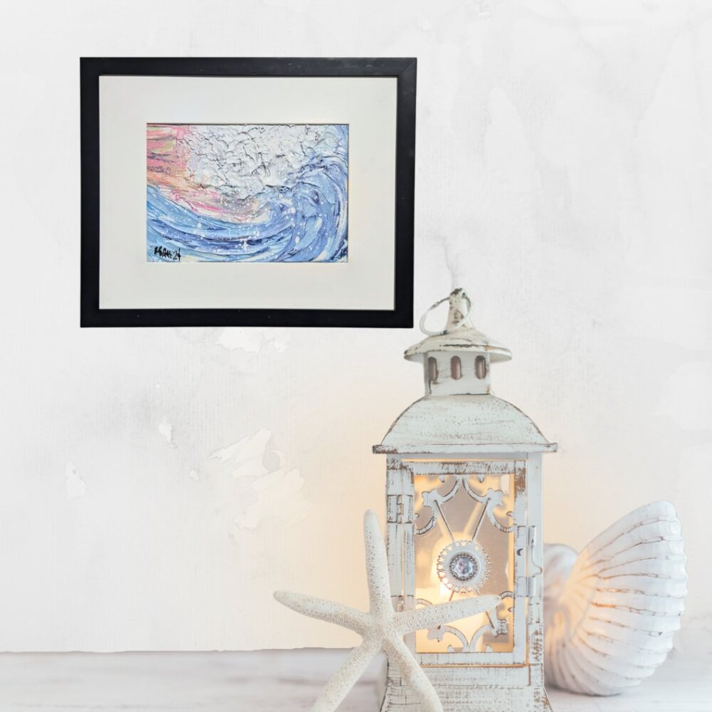 "Tidal" Original 3D Textured Acrylic Painting 8x10 Framed and Ready to Hang
